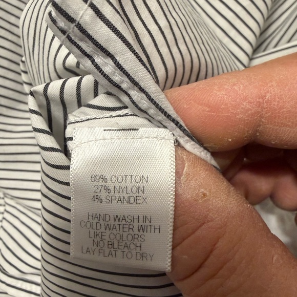 Gibson Black and White Striped Cotton blend Blouse with Bell Sleeves S - Picture 5 of 7